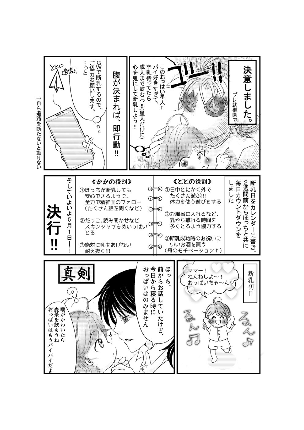 卒乳・断乳することを決意！夫婦で協力して断乳スケジュールを立てる。