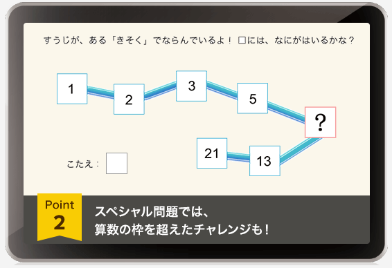 スペシャル問題では、算数の枠を超えたチャレンジも!